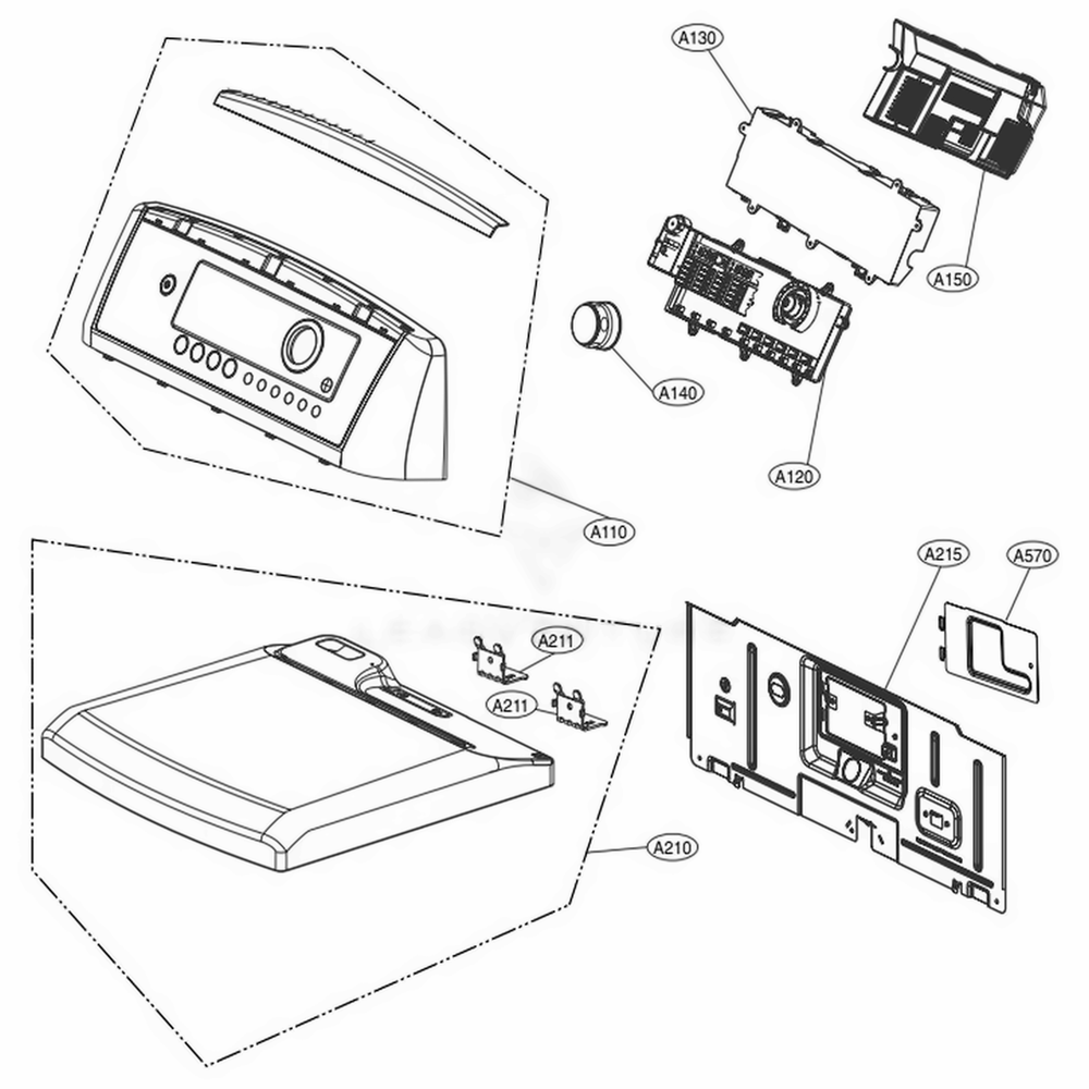 Control Panel And Plate Assembly Diagram and Parts List for DLG4902W ABWEEUS LG Dryer