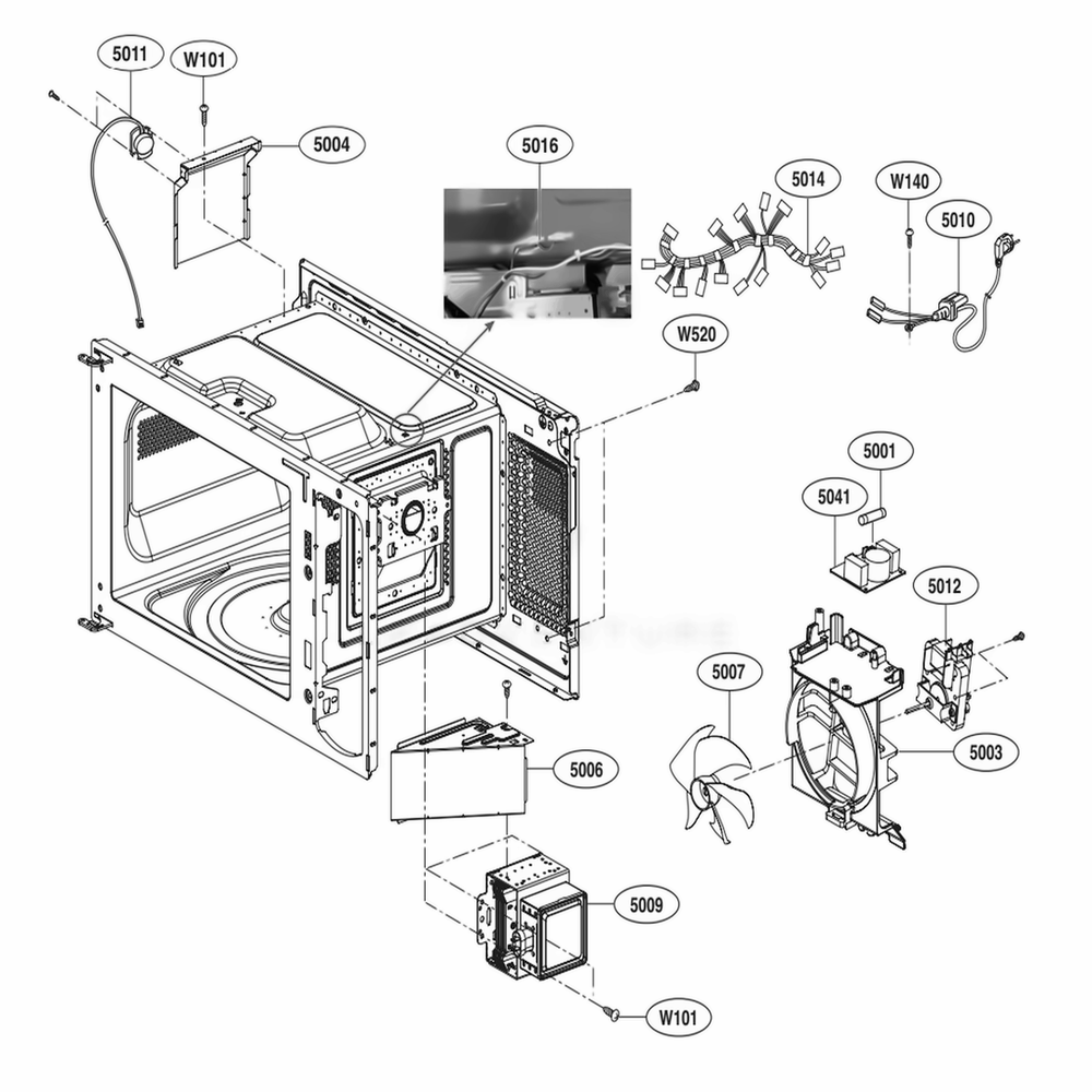 Interior Parts Diagram and Parts List for LMC1575SB CB1ELNA LG Range