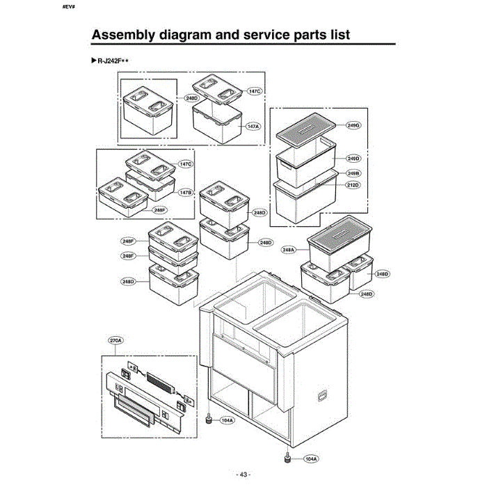 Section 2 Diagram and Parts List for GR-K243PRA ACRCAST LG Refrigerator
