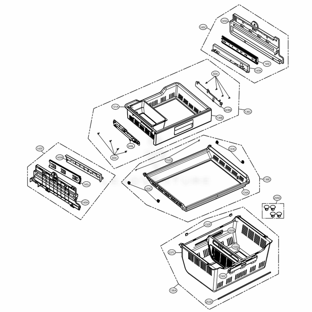 Freezer Parts Diagram and Parts List for LFXS32736D ASBCNA0 LG Refrigerator