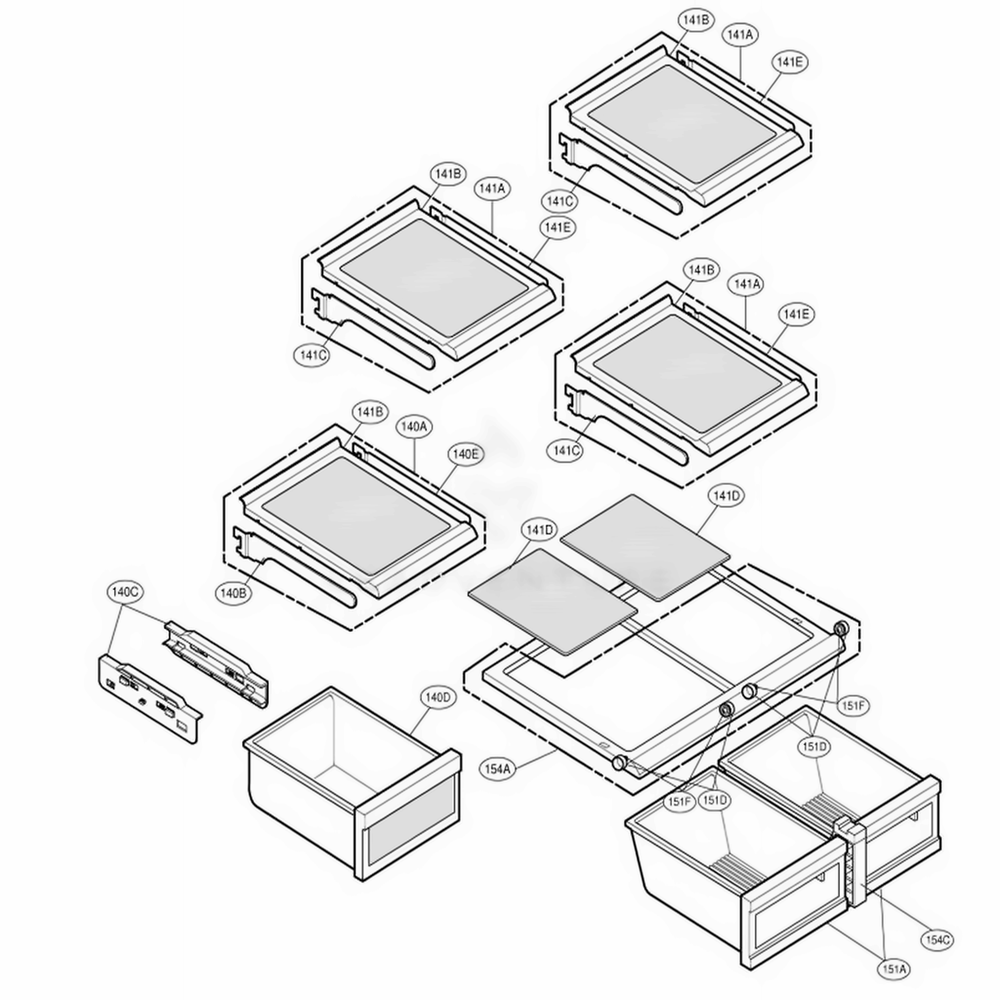 Refrigerator Parts Diagram and Parts List for 78519 AWBCSEF LG Refrigerator