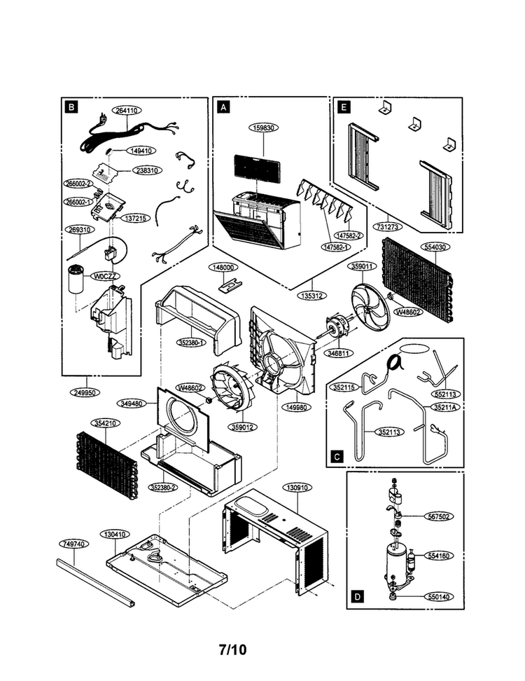 Room A/c Diagram and Parts List for WGHD5000  LG Air Conditioner