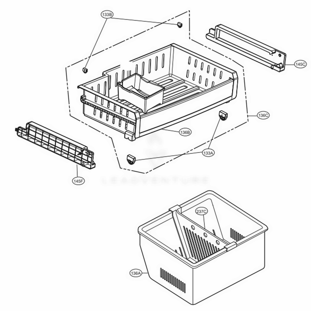 Freezer Parts Diagram and Parts List for LFCS25426S ASTCNA0 LG Refrigerator
