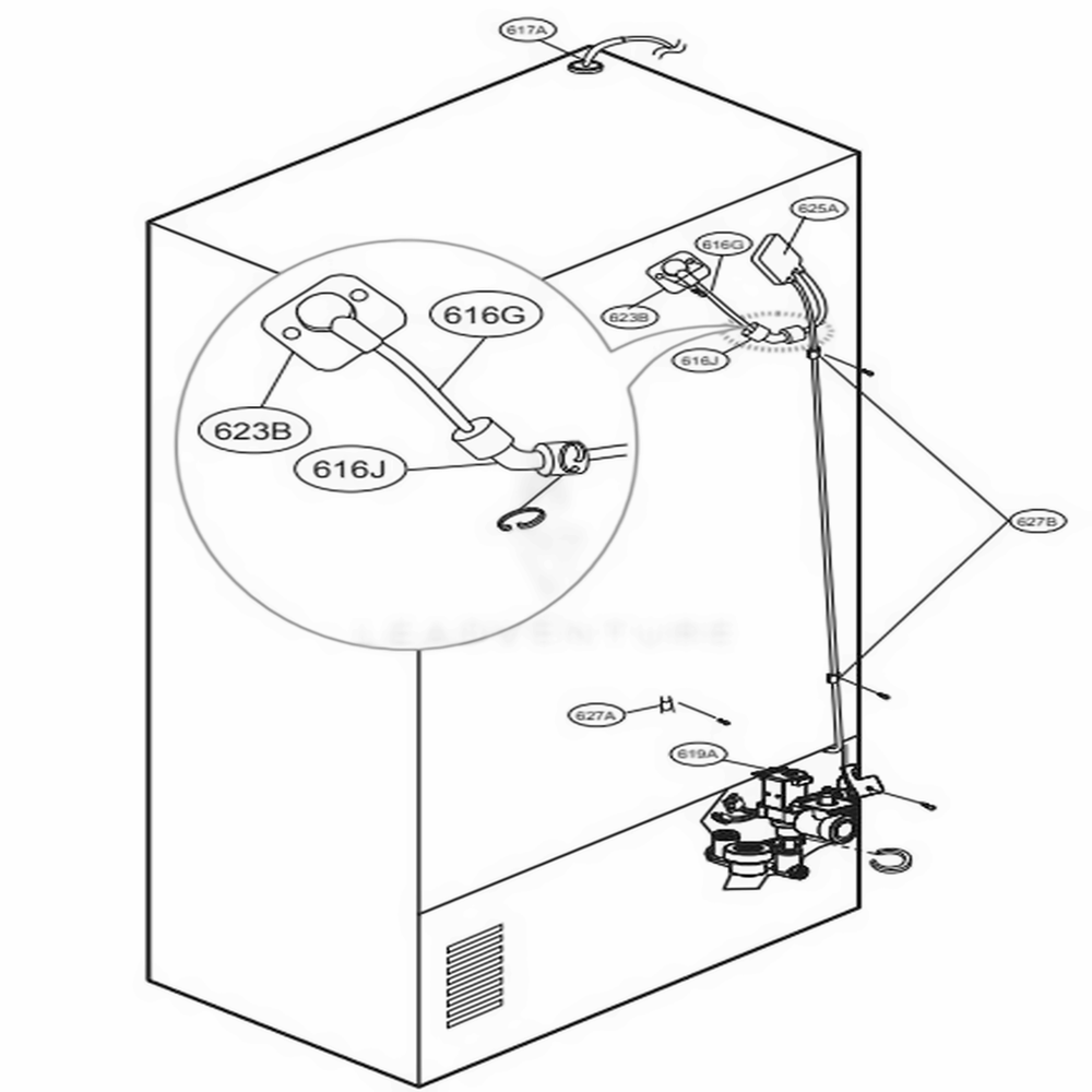 Valve And Water Tube Parts Diagram and Parts List for 71052 ASWCSE4 LG Refrigerator