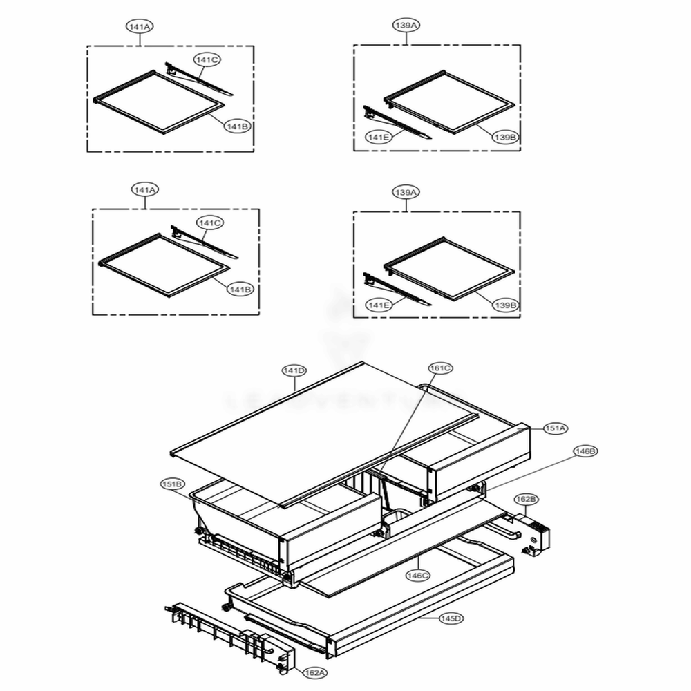 Refrigerator Parts Diagram and Parts List for 70357 ASBCSE0 LG Refrigerator