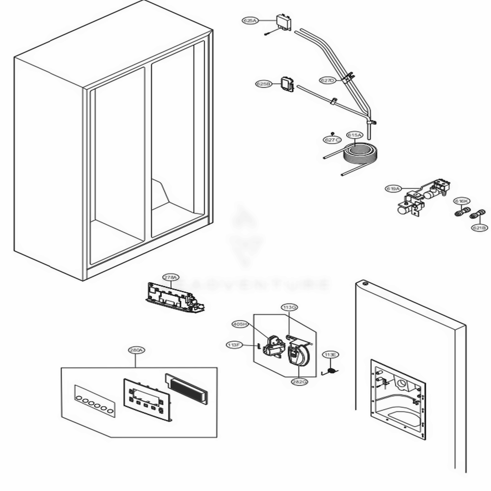 Ice And Water Parts Diagram and Parts List for LSXS22423S ASTCNA0 LG Refrigerator