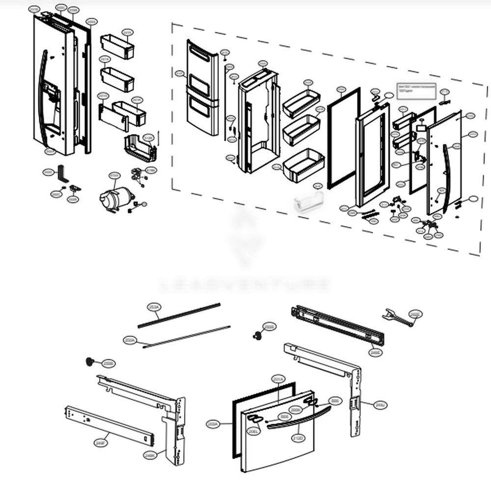 Door Parts Diagram and Parts List for LFXS26566S ASTCNA0 LG Refrigerator