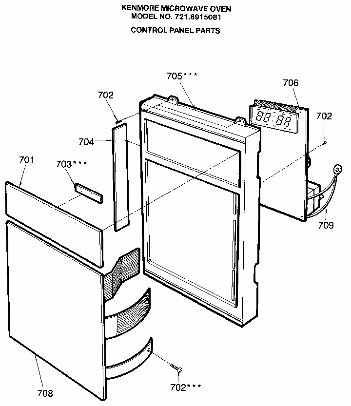 Control Panel Diagram and Parts List for 7218915081  Kenmore Microwave