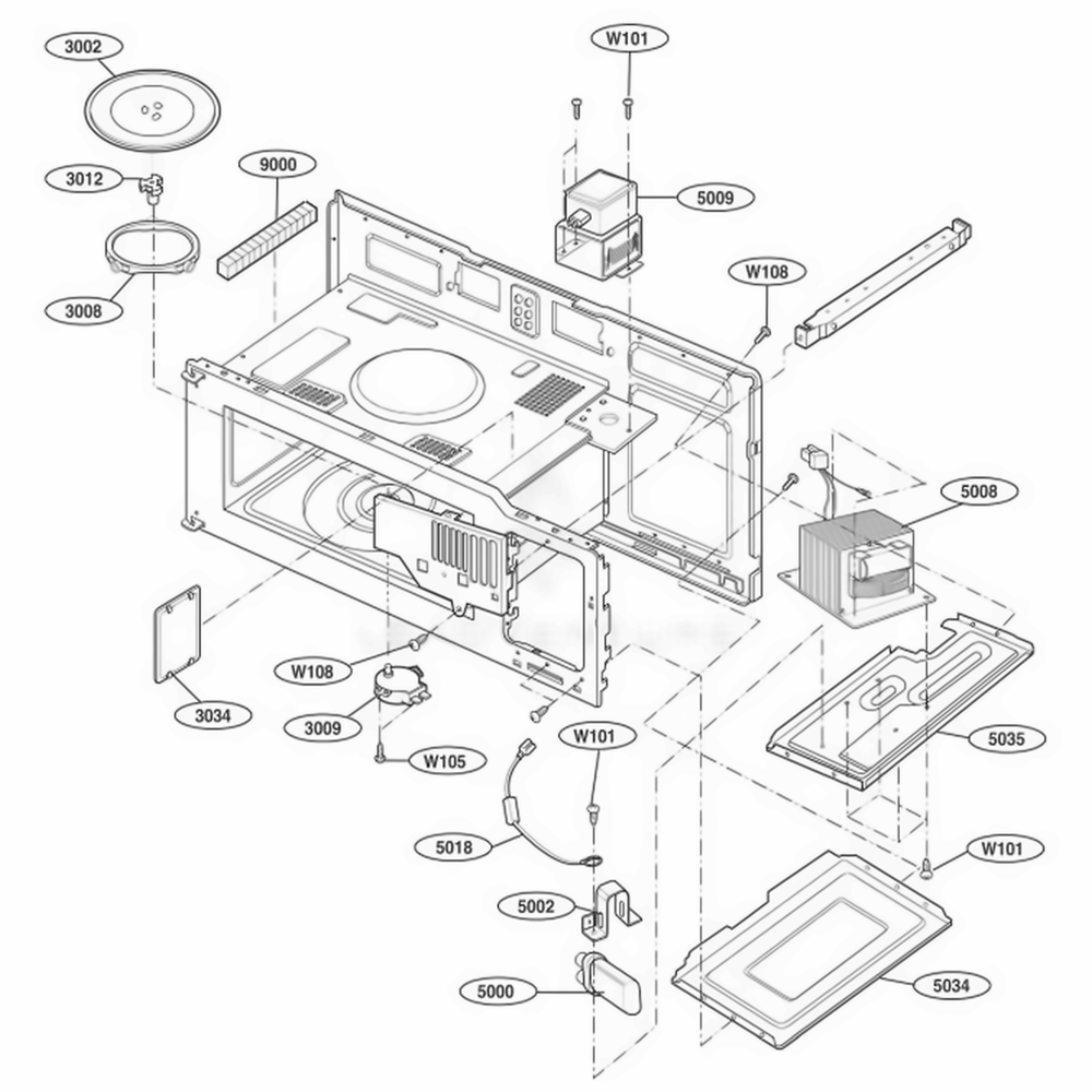 Interior Parts 1 Diagram and Parts List for TMH14XLQ AWHEEST LG Range
