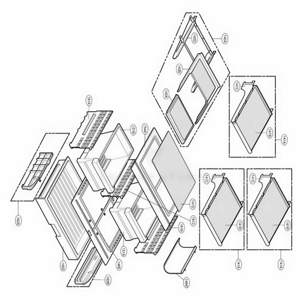 Refrigerator Parts Diagram and Parts List for 79763 ASTCSEF LG Refrigerator