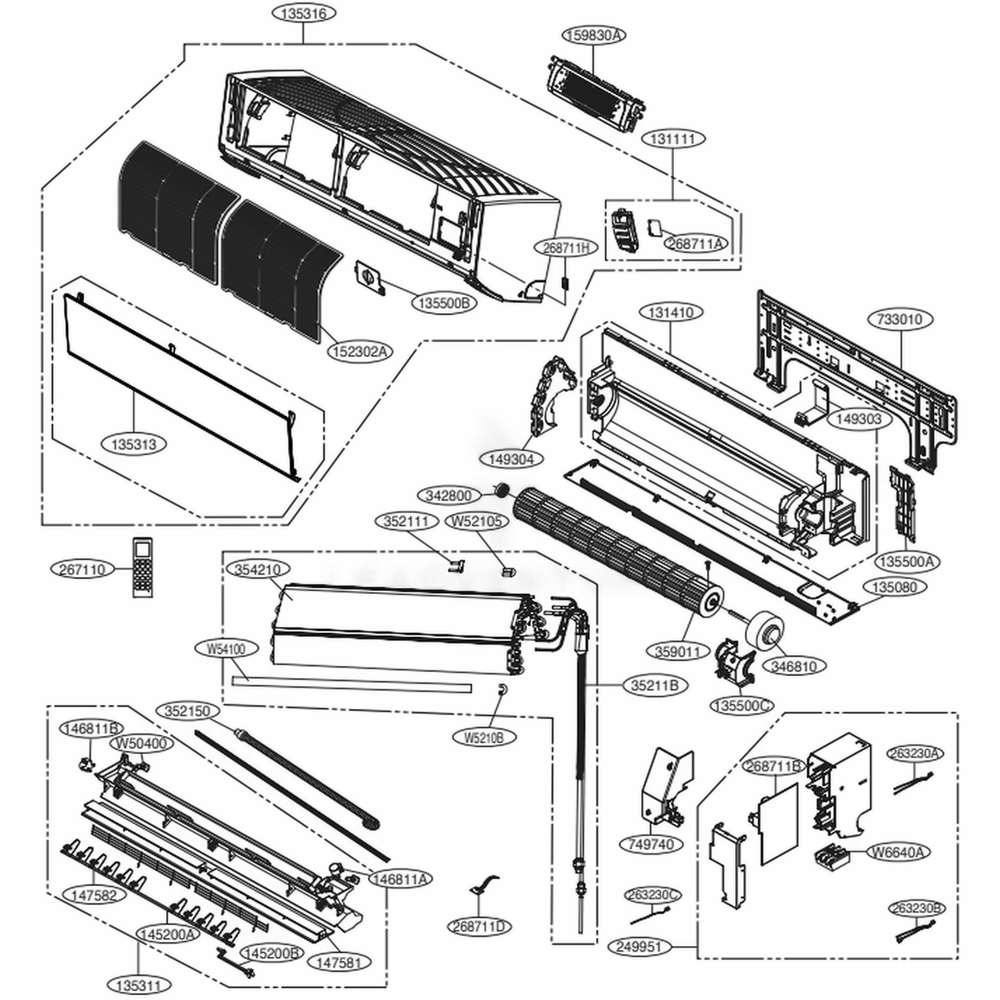 Main Diagram and Parts List for LAN090HSV4 AMRBEUS LG Air Conditioner