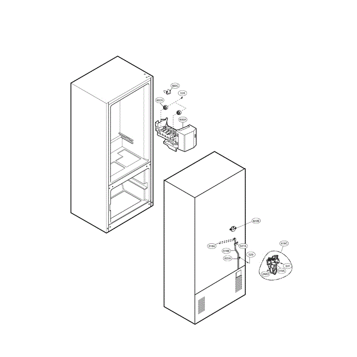 Ice And Water Diagram and Parts List for LBC22520ST 00 LG Refrigerator