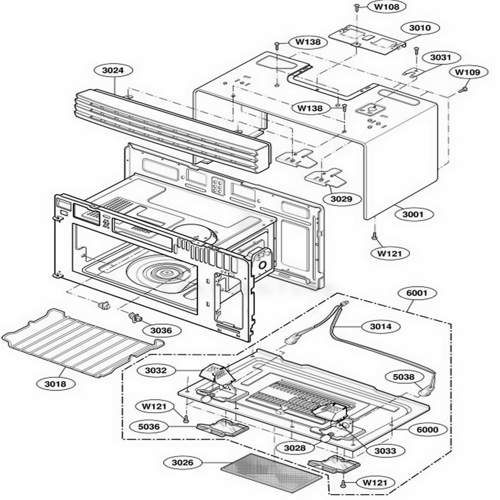 Oven Cavity Parts Diagram and Parts List for LMV1921SS AS1EGSC LG Range