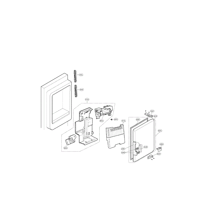 Ice Maker And Ice Bin Diagram and Parts List for LFX28991ST 00 LG Refrigerator