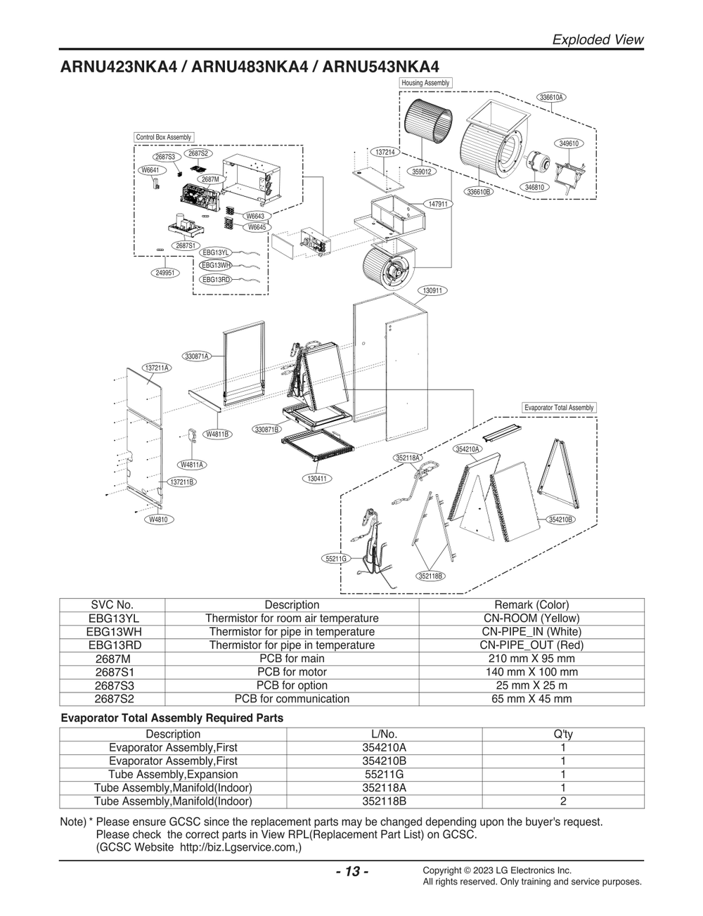 Diagram 1 Diagram and Parts List for ARNU423NKA4 AMBHLUS LG Air Conditioner