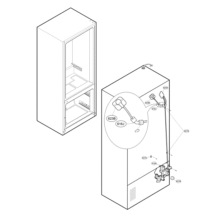 Valve And Water Diagram and Parts List for LFXS24623S 01 LG Refrigerator