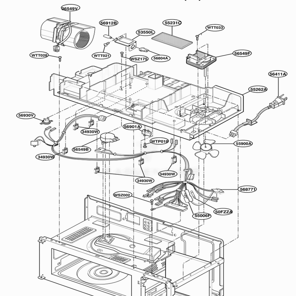 Interior Parts 2 Diagram and Parts List for MH7130XEB0 BKEWRP LG Range