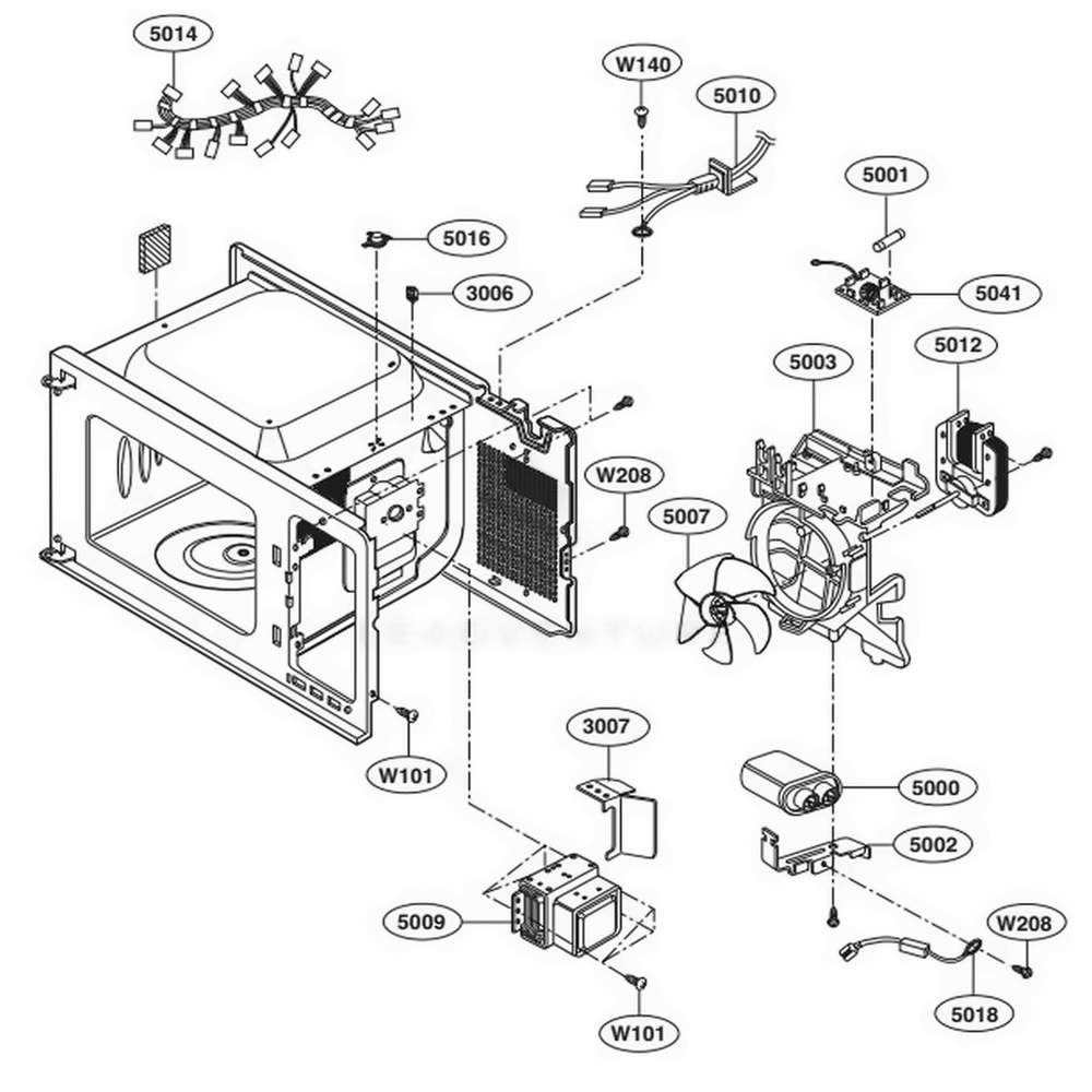 Interior Parts Diagram and Parts List for LSRM2010ST CSBESTD LG Wall Oven