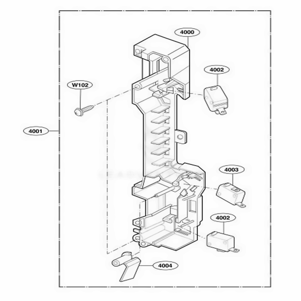 Latch Board Parts Diagram and Parts List for 80882 AW2ESEA LG Microwave