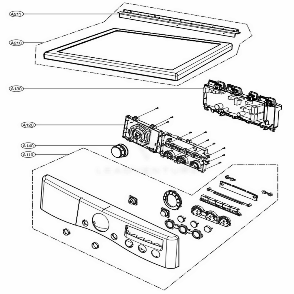 Control Panel And Plate Assembly Diagram and Parts List for DLE3180W ABWEEUS LG Dryer
