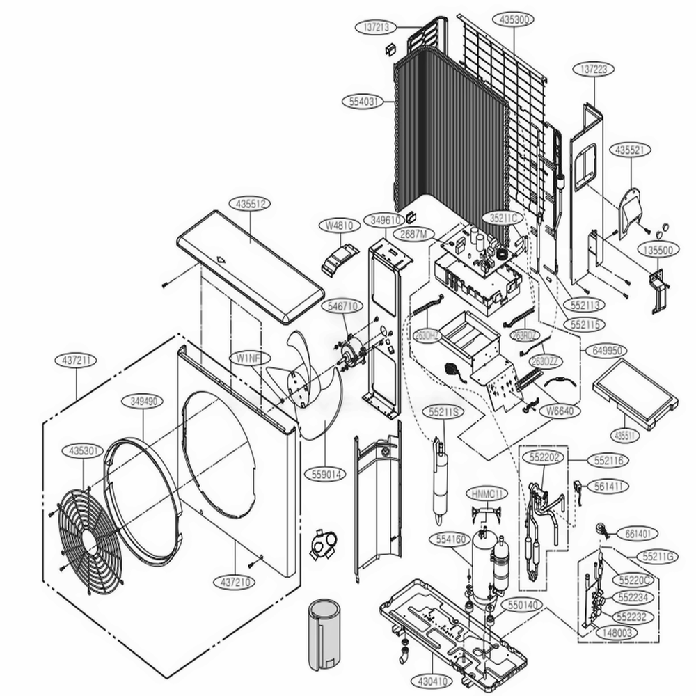 Outdoor Unit Diagram and Parts List for LAU180HSV2 AMRBEUS LG Air Conditioner