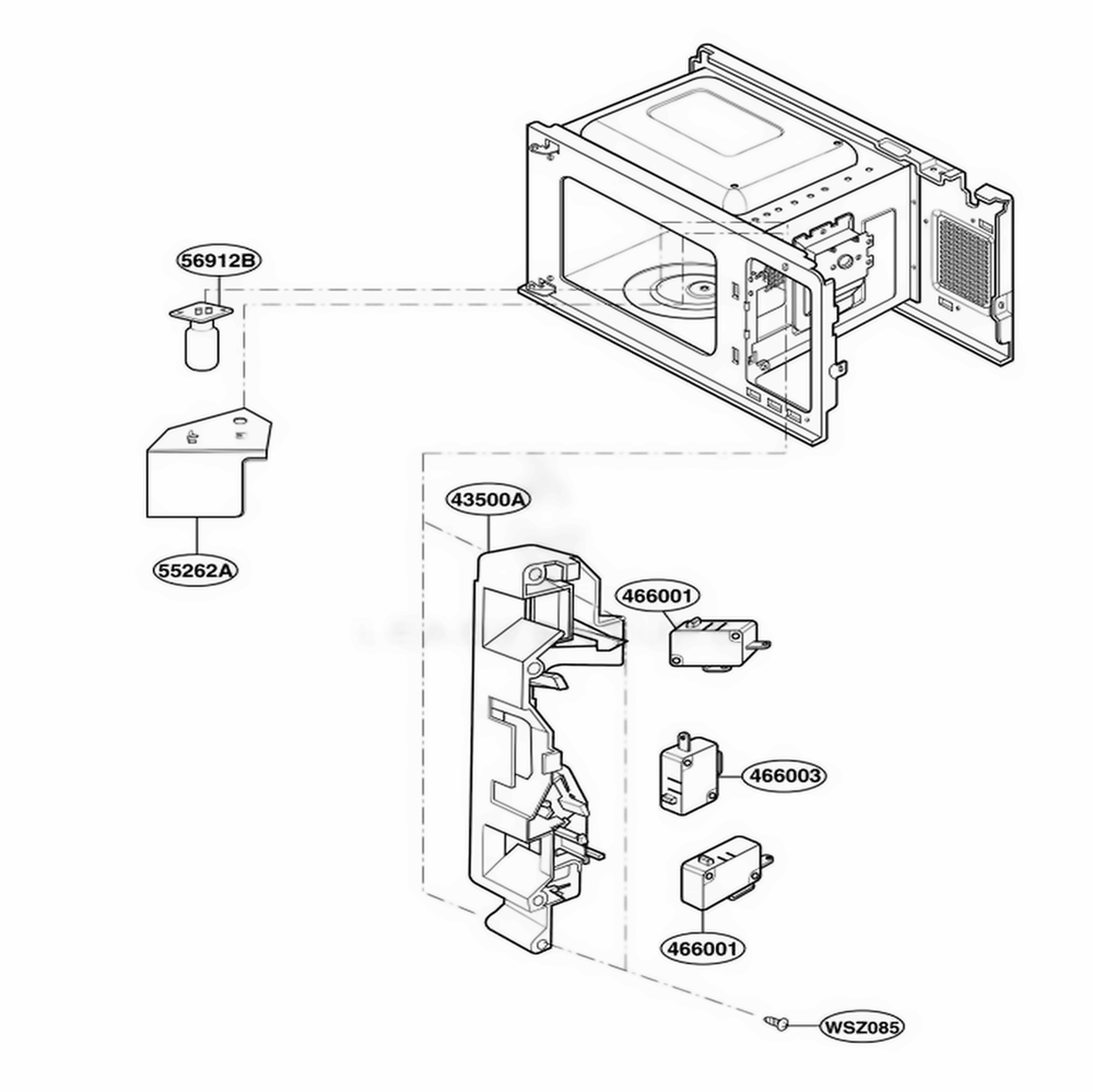 Latch Board Parts Diagram and Parts List for MA7542B01 CB1EGSE LG Range