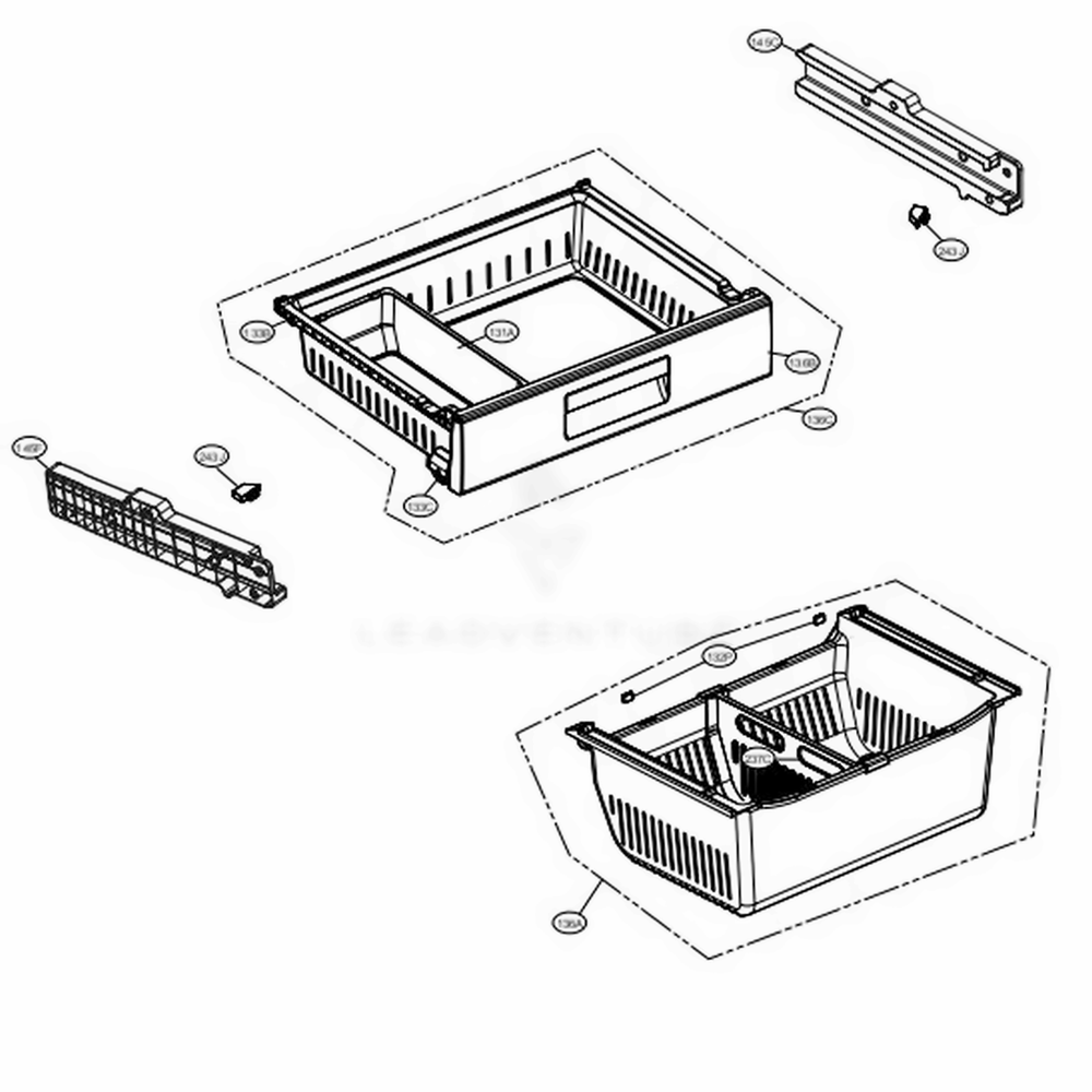 Freezer Parts Diagram and Parts List for LFCS31626S ASTCNA1 LG Refrigerator