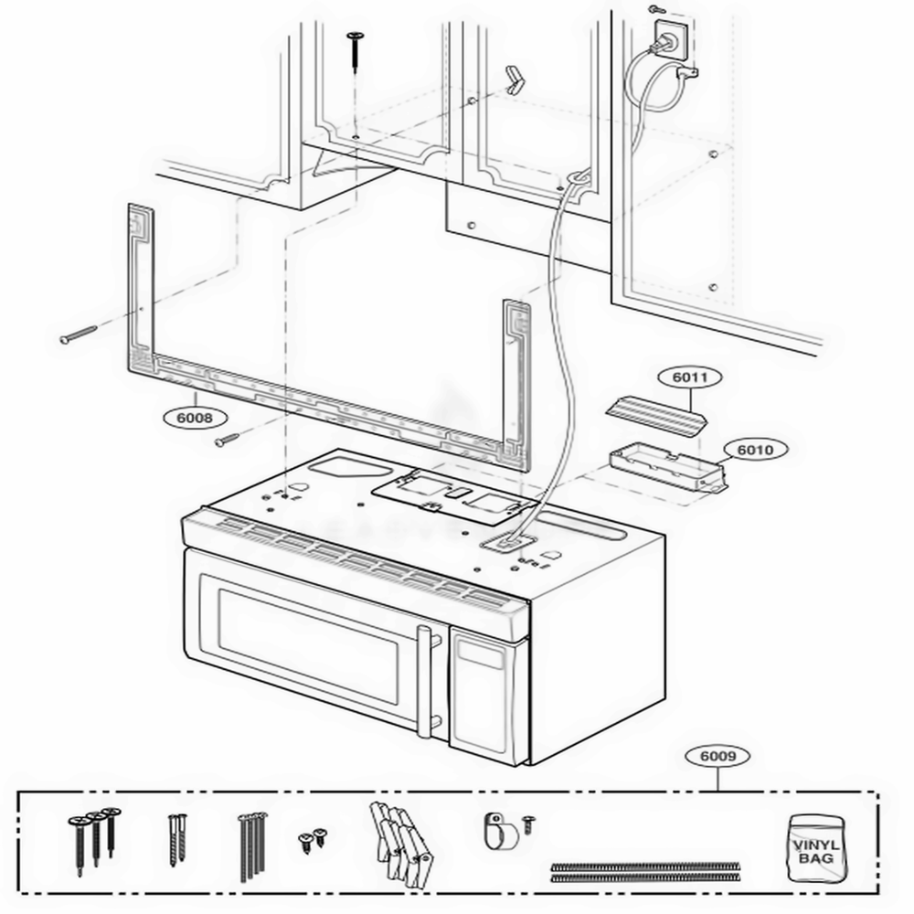 Installation Parts Diagram and Parts List for JMV8208AAW AWHEJEN LG Wall Oven