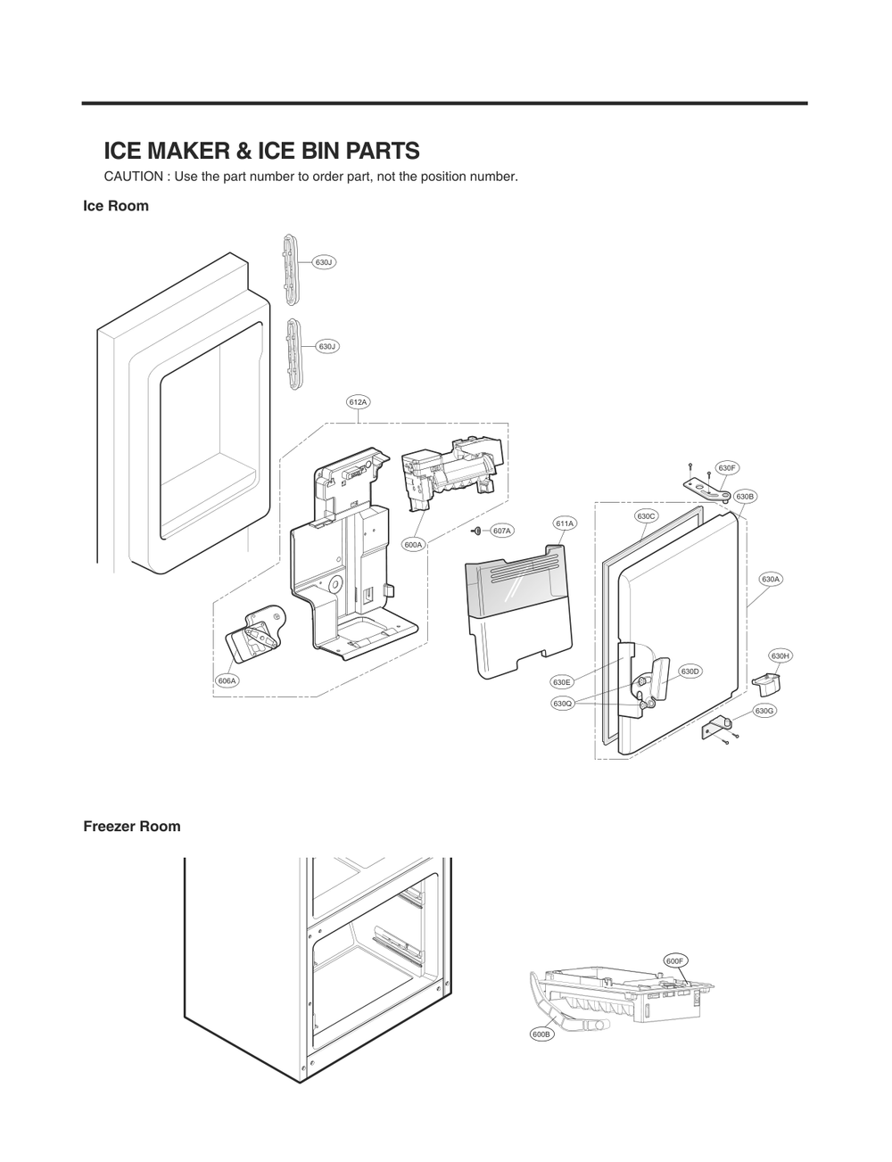 Ice Maker And Ice Bin Parts Diagram and Parts List for GC-L258VSSD ASTCNA3 LG Refrigerator