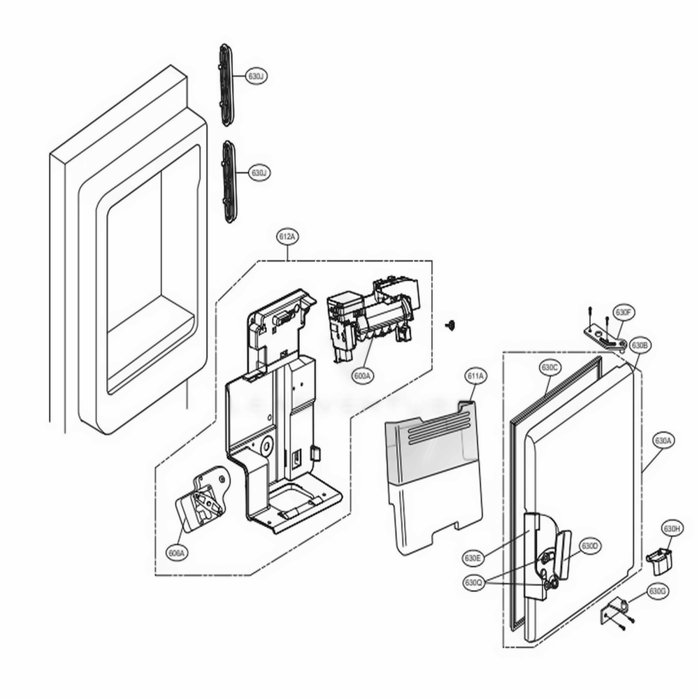 Ice Maker Parts Diagram and Parts List for 70339 AWBCSE0 LG Refrigerator