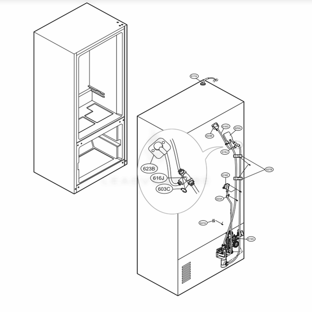 Valve And Water Tube Parts Diagram and Parts List for LFX25973ST ASTCNA4 LG Refrigerator