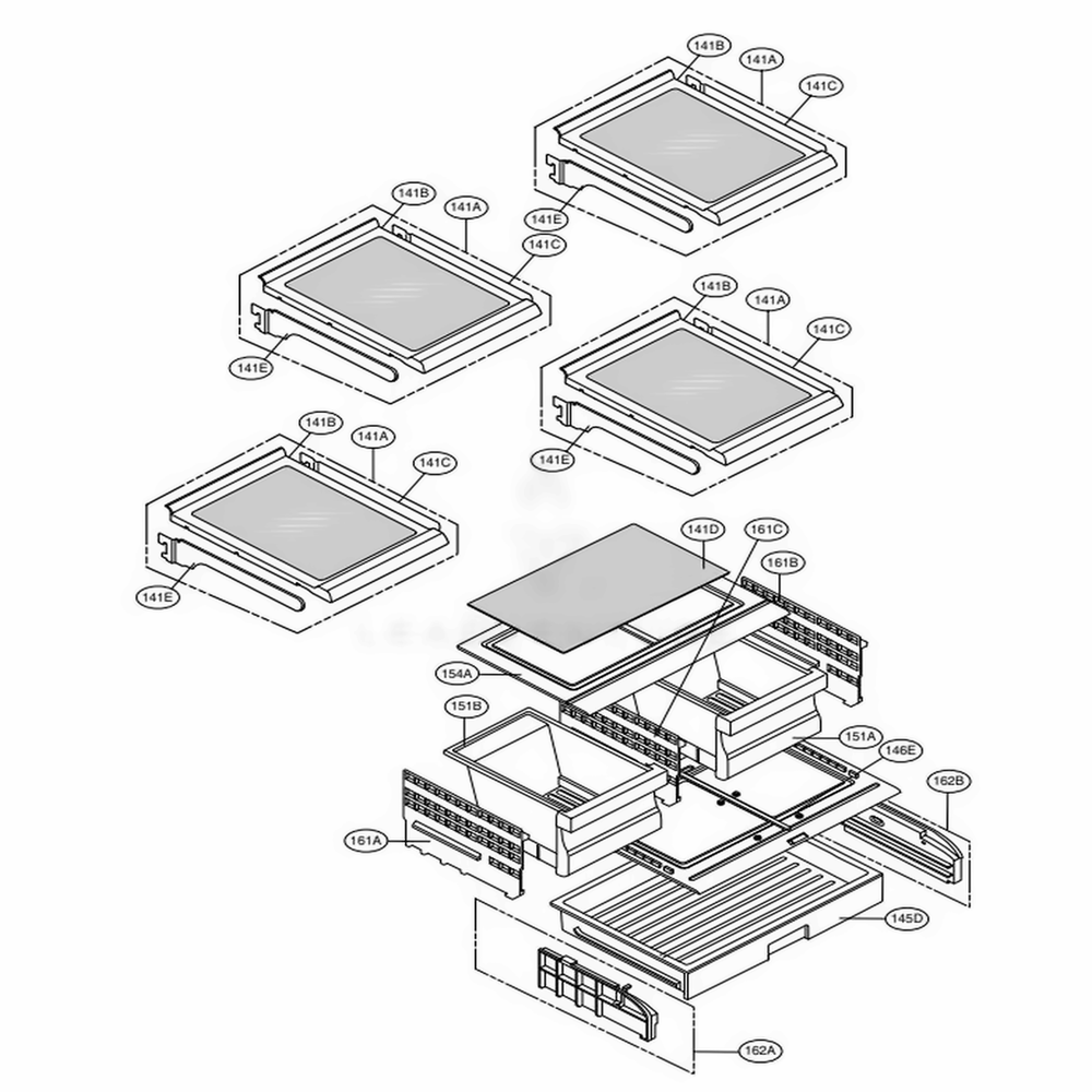 Refrigerator Parts Diagram and Parts List for LFX25973D ASBCNA1 LG Refrigerator