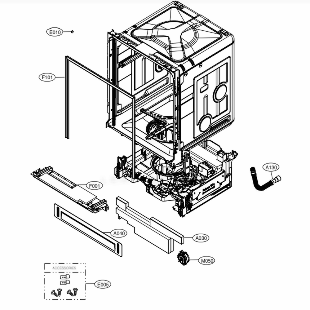 Main Diagram and Parts List for LDPN6761T ASTEEUS LG Dishwasher