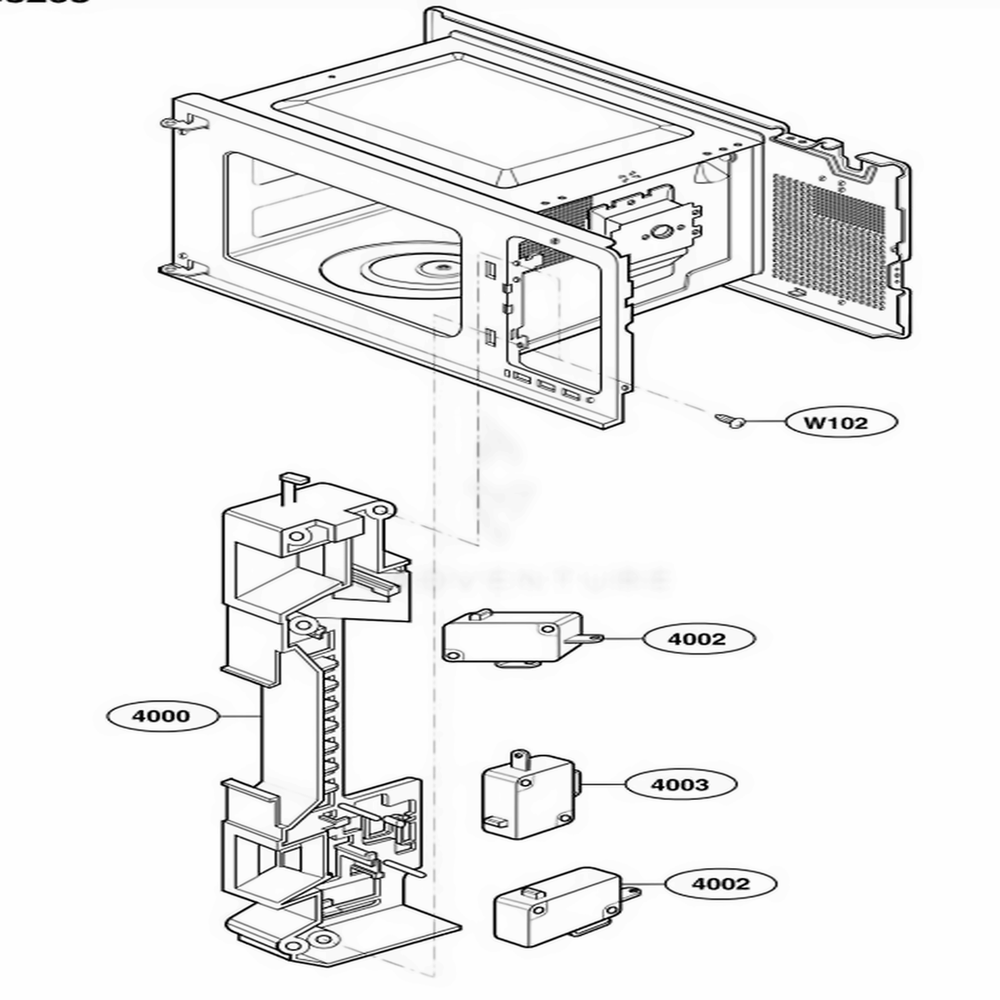 Latch Board Parts 2 Diagram and Parts List for 62259 CB1ESEA LG Wall Oven