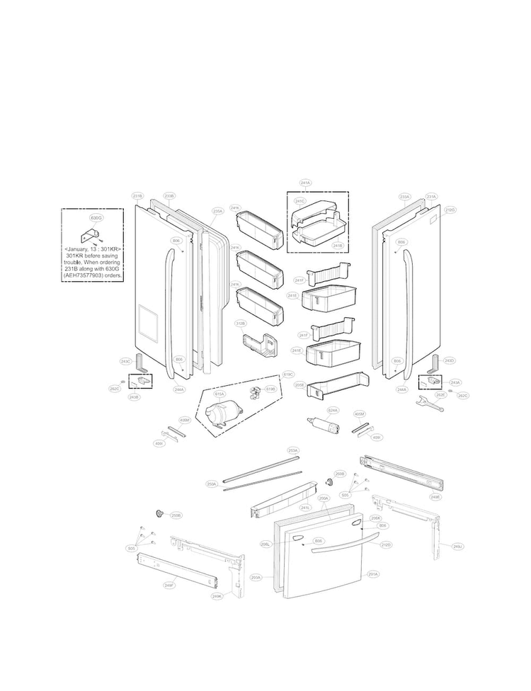 Door Parts Diagram and Parts List for LFX25991ST05  LG Refrigerator