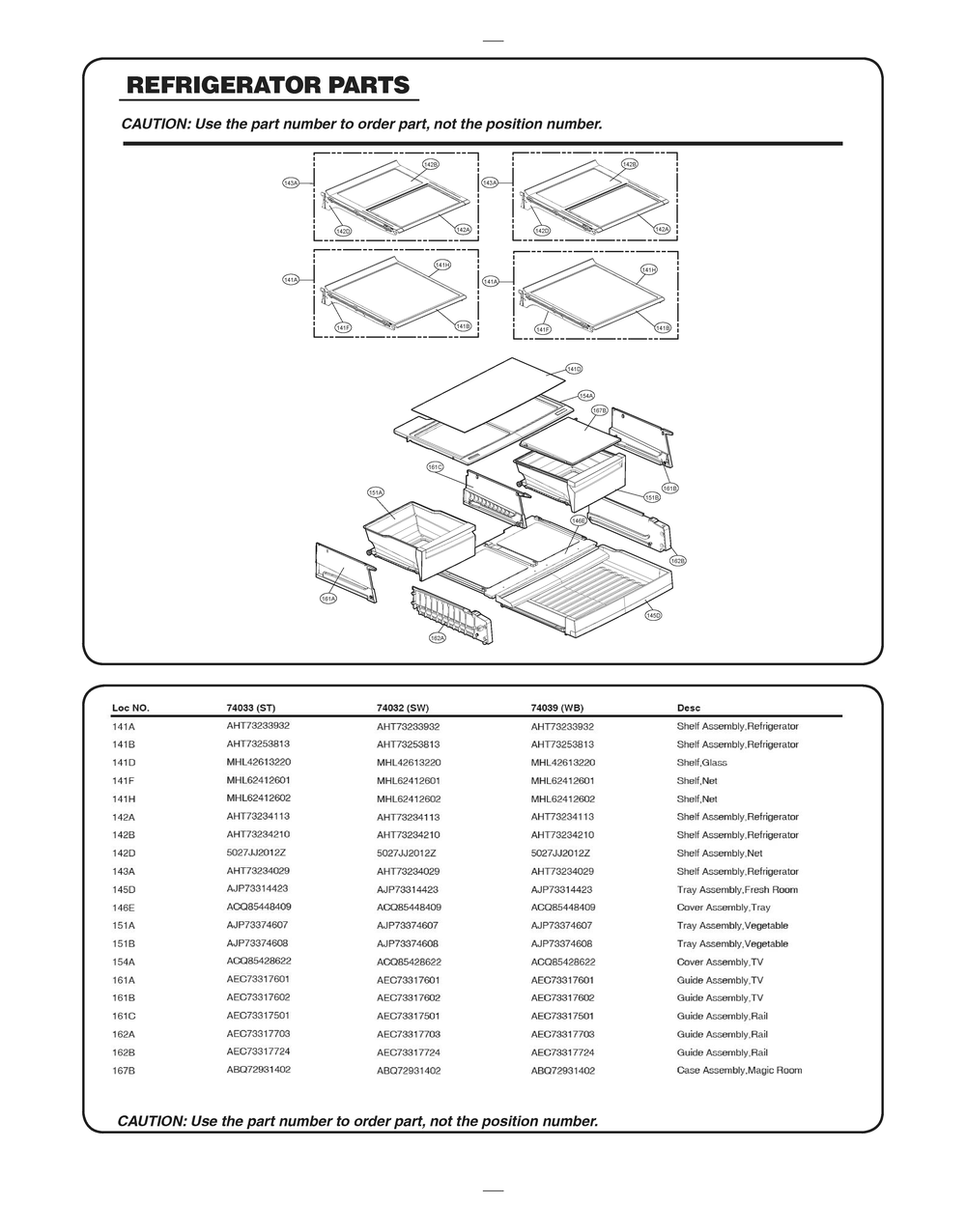 Refrigerator Parts Diagram and Parts List for GR-J318LSTM ASTCSE2 LG Refrigerator