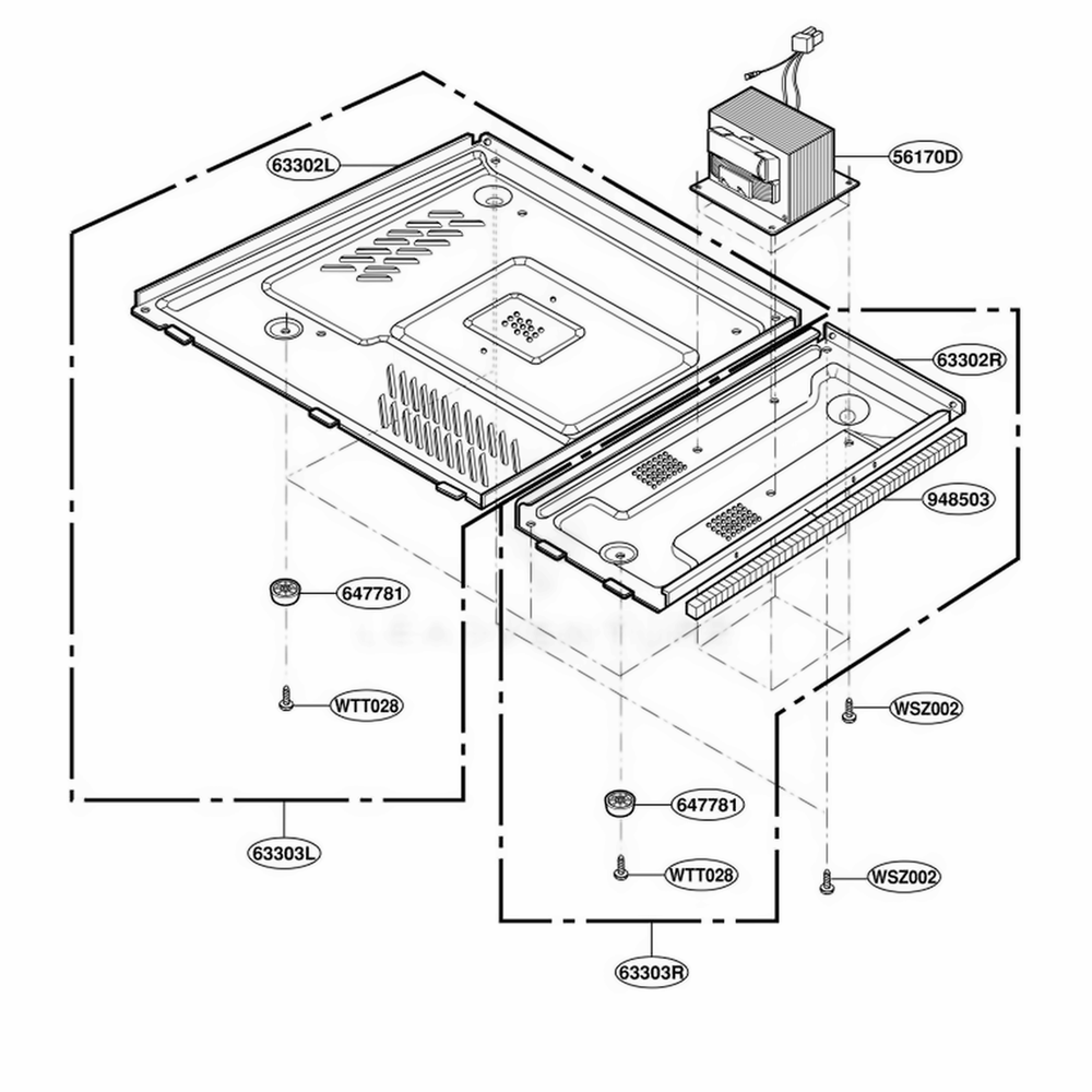 Base Plate Parts Diagram and Parts List for YMT4140SKB ABKEWPC LG Range