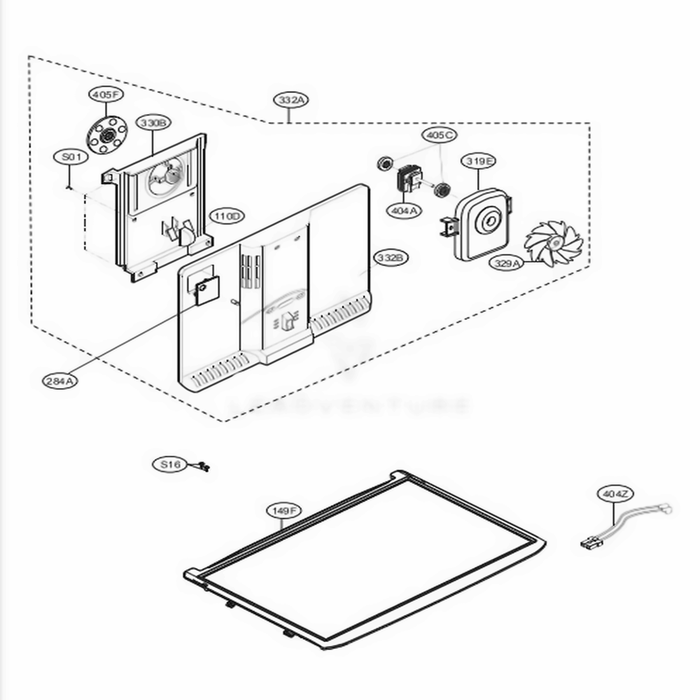 Freezer Parts Diagram and Parts List for LTCS20120S ASTCNA0 LG Refrigerator