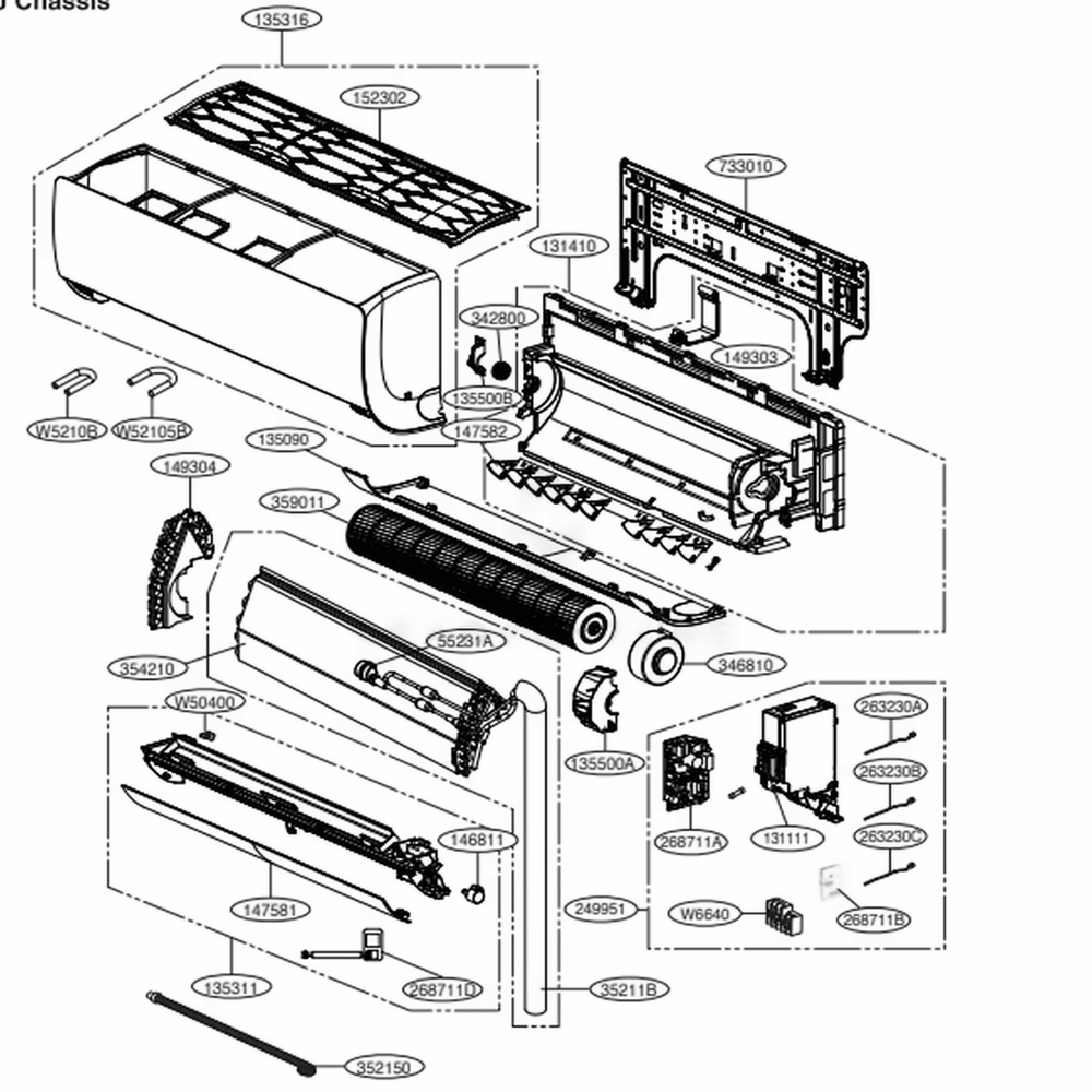 Sj Chassis Diagram and Parts List for ARNU123SJA4 AMBBLUS LG Air Conditioner