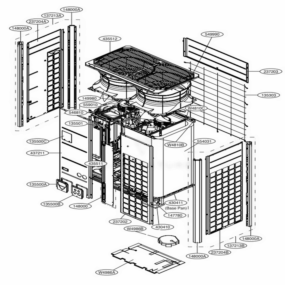 Main 2 Diagram and Parts List for ARUM121DTE5 AWGBLUS LG Air Conditioner