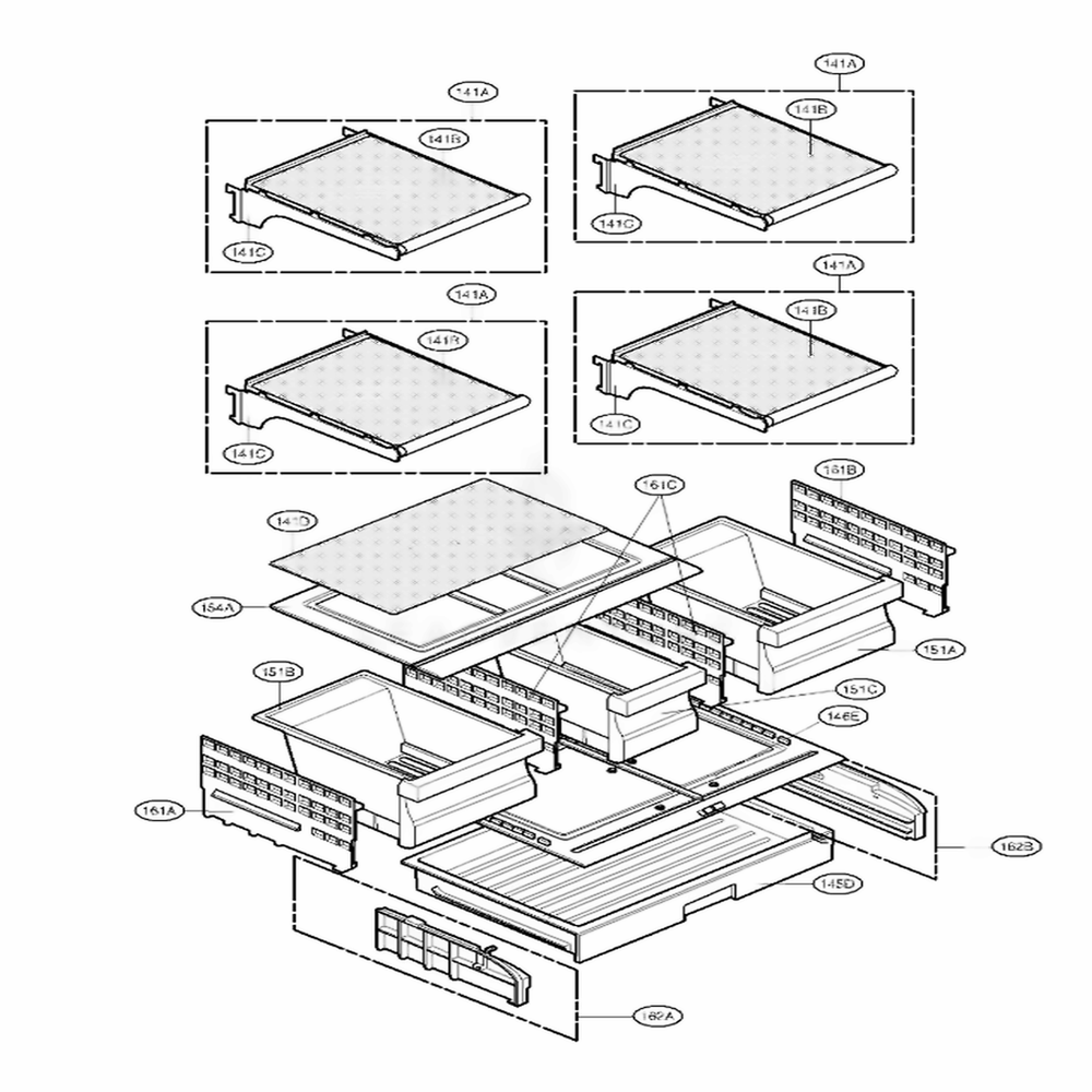Refrigerator Diagram and Parts List for LMC25780AL AAVCLGA LG Refrigerator