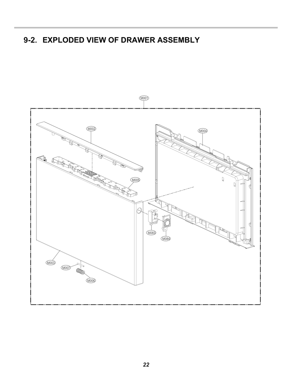 Drawer Assembly 1 Diagram and Parts List for FH8G5XDNK3 ABWEEUS LG Washer