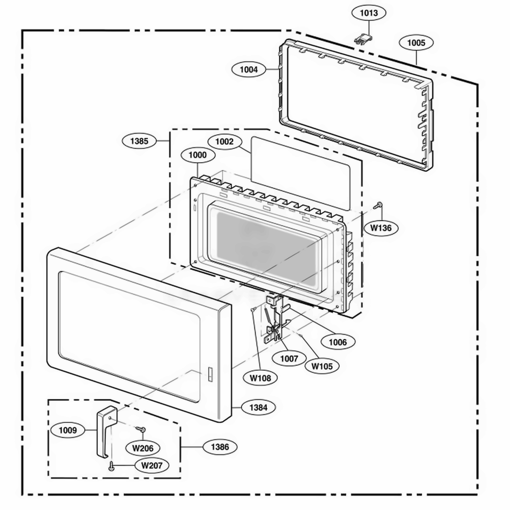 Door Parts Diagram and Parts List for RCS511A ASTQAMA LG Range