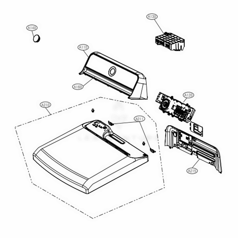 Control Panel And Plate Assembly Diagram and Parts List for DLG7301WE ABWEEUS LG Dryer