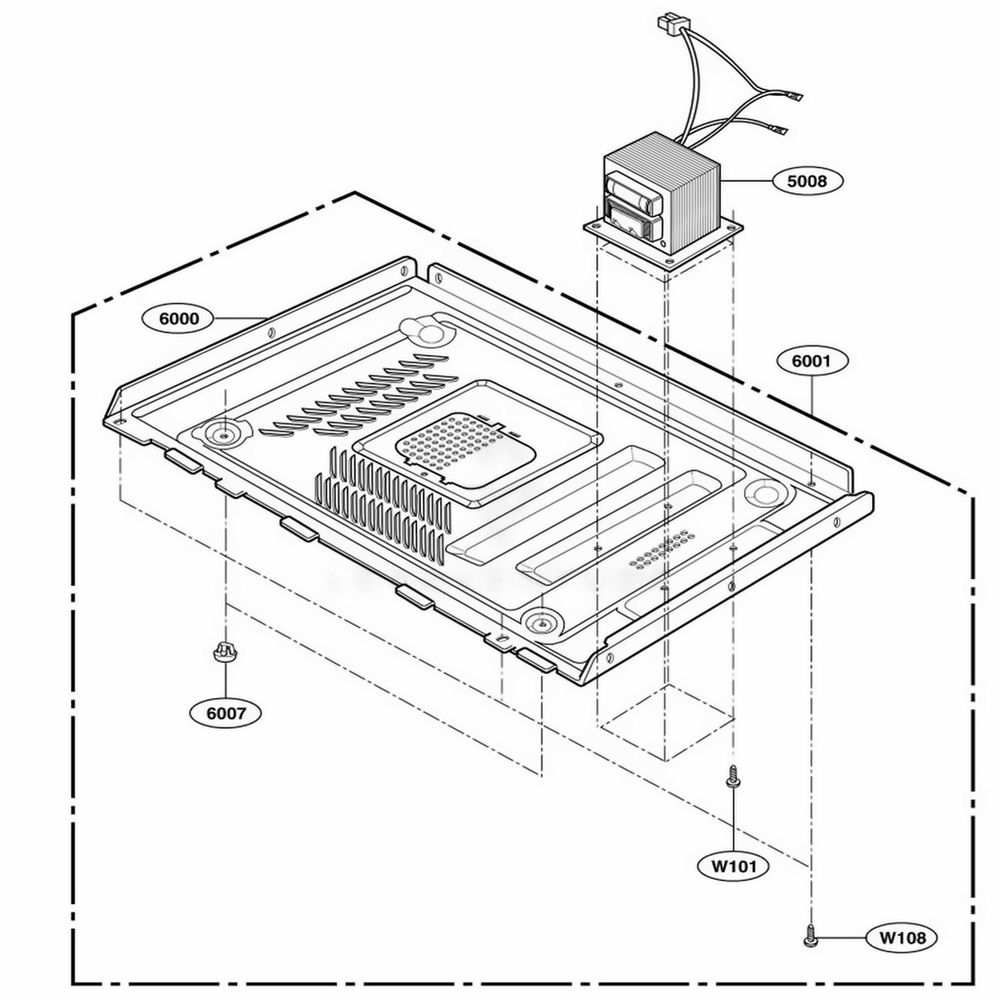 Base Plate Part Diagram and Parts List for 66092 CWHESEA LG Range