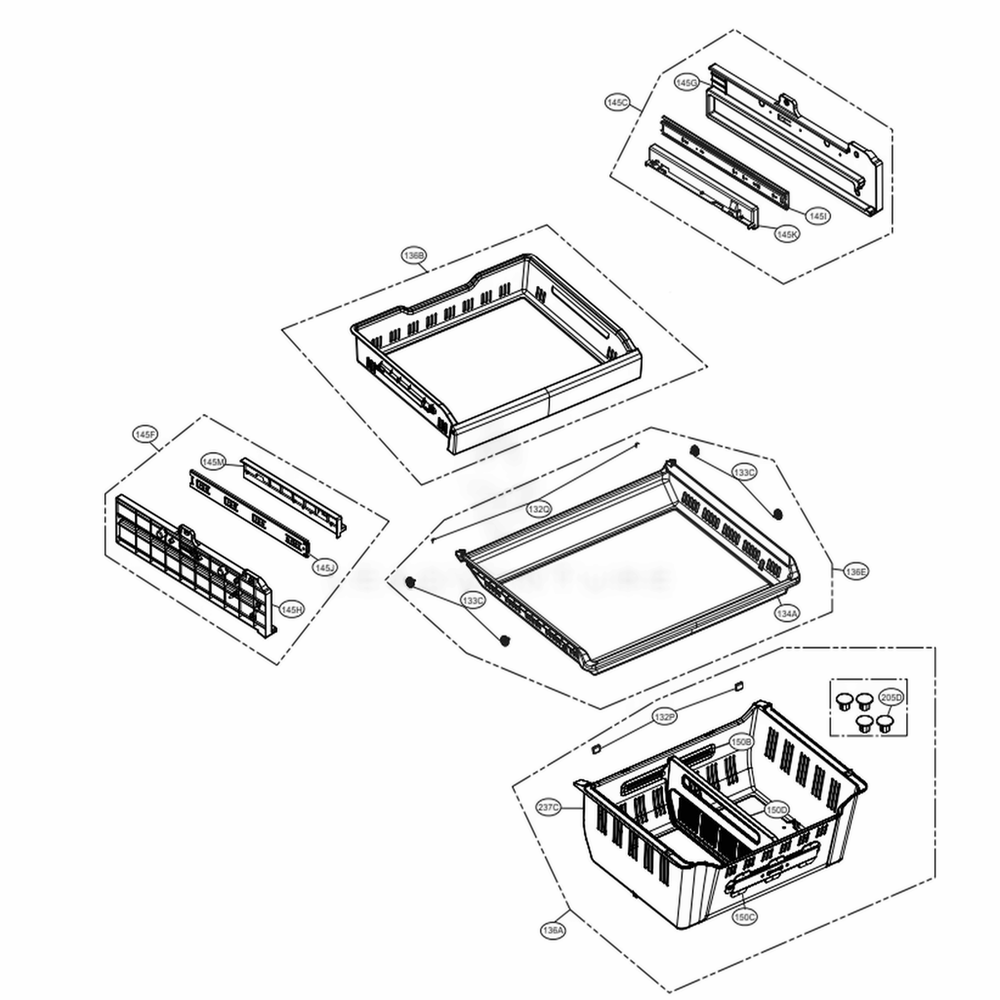 Freezer Parts Diagram and Parts List for LMXC23796D ASBCNA1 LG Refrigerator