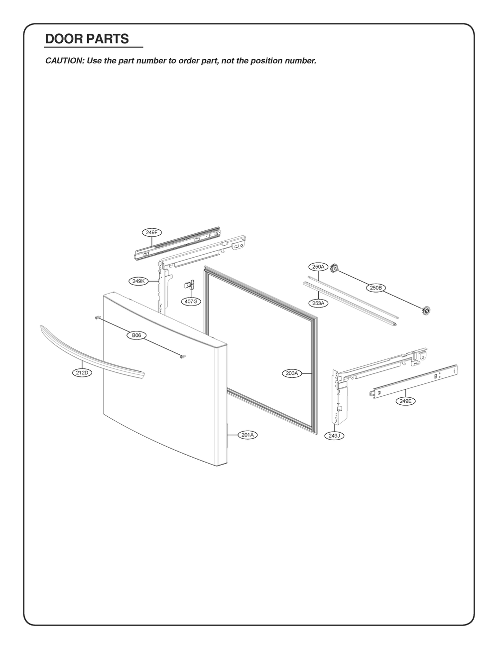 Door Parts 3 Diagram and Parts List for GR-L248KSRM ASTCSE0 LG Refrigerator