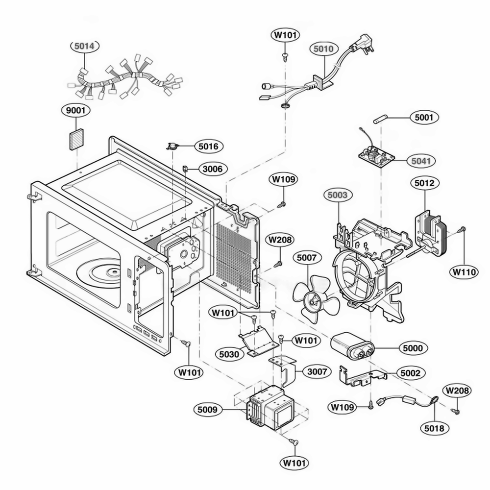 Interior Parts 2 Diagram and Parts List for 62462 AWHESEA LG Wall Oven