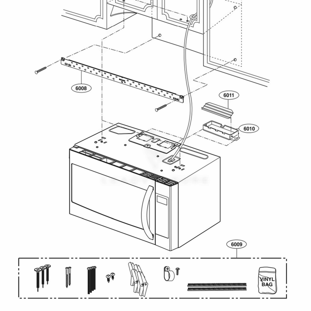 Installation Parts Diagram and Parts List for LMVH1711ST AS1ELGA LG Microwave