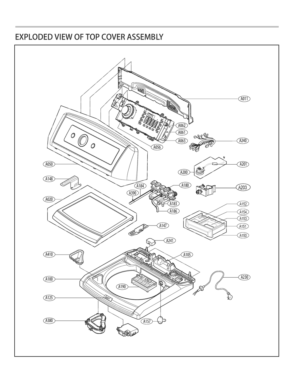 Top Cover Assembly Diagram and Parts List for T1743ADFP ABWEPUS LG Washer